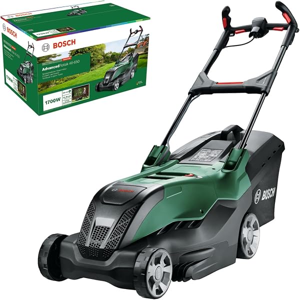 Tondeuse filaire Bosch AdvancedRotak 40-650, coupe 40 cm, moteur 1 700 W, réglage 7 hauteurs