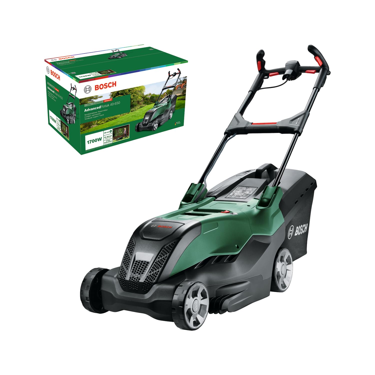 Bosch Tondeuse Filaire puissante AdvancedRotak 40-​650 (pour tondre Votre pelouse ; Puissance du Moteur 1 700 W ; Largeur de Coupe : 40 cm)