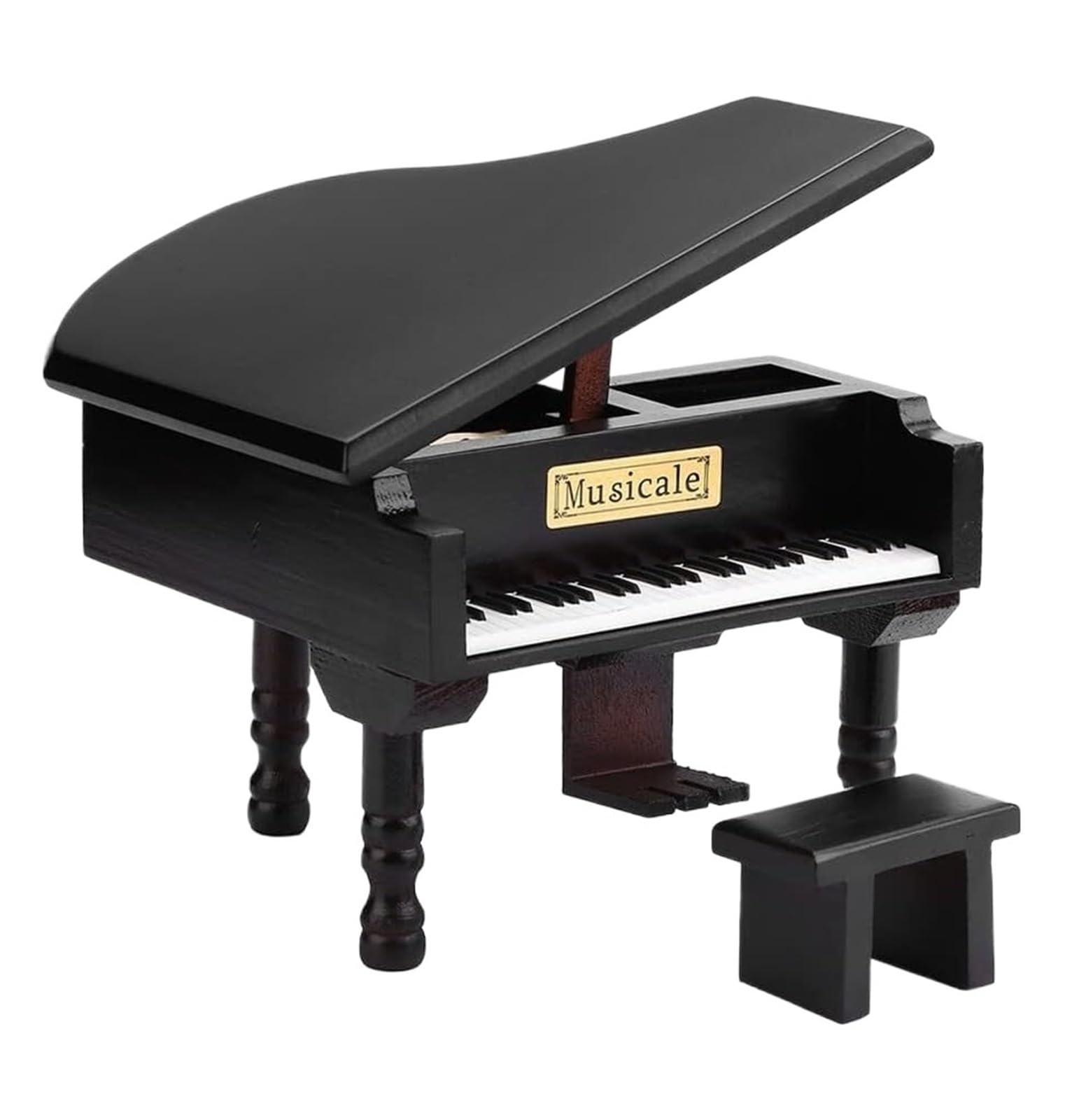 Caja Musica Caja Musical Caja De Música para Piano De Cola, Caja De Música con Manivela De Madera, Caja De Música De Madera con Taburete Pequeño, Regalos Caja Musica Familia