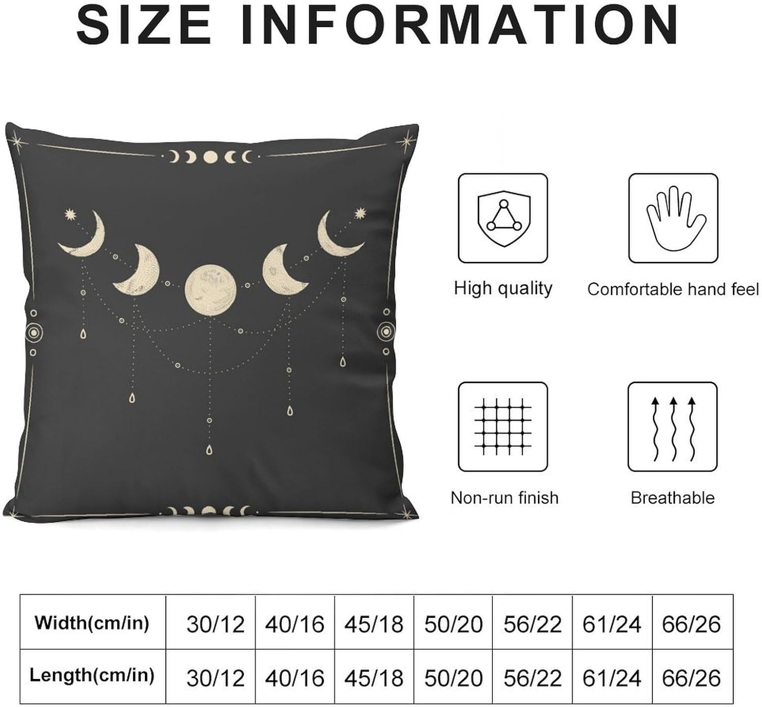 Sun Moon Pillow Covers Set of 2,Vintage Retro Floral Aesthetic Moon Phase Witchy Gothic Throw Pillow Covers 20x20 Inches Cotton Square Pillow Cover Set for Couch Bed Living Room Outdoor Decor 20 "x20