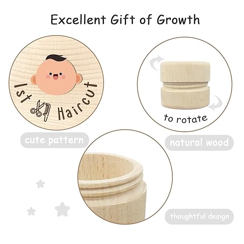 Miniatura 4 de Caja de madera de colección de cabello fetal, caja de recuerdo para el primer cabello, caja de pelo de madera, lindo soporte para recuerdos de