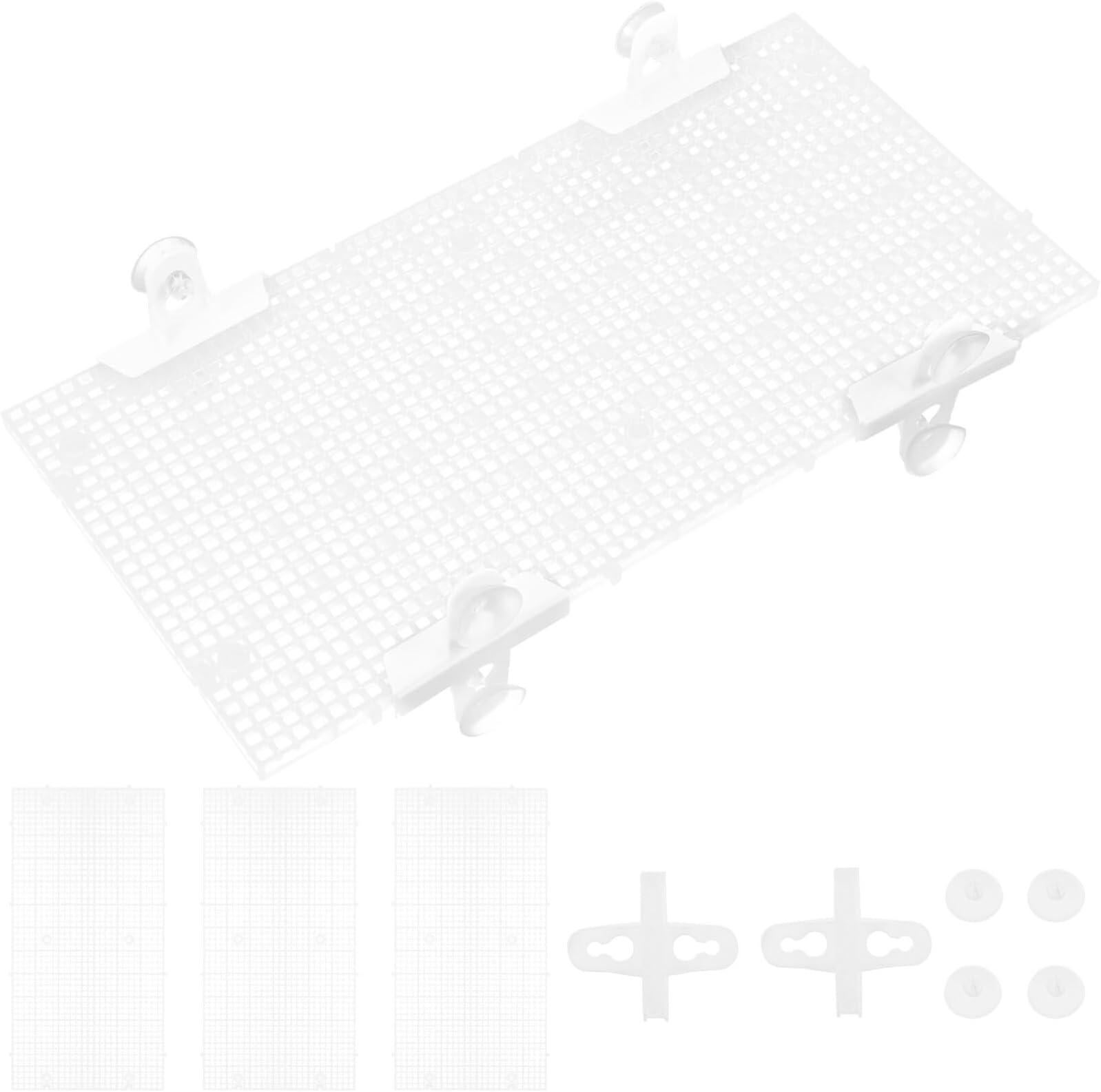 4pcs Plastic Aquarium Divider Grid Panel with 6 Suction Cups, Cuttable Fish Tank Separator for Fish Breeding and Floating Plant Partition in Aquarium