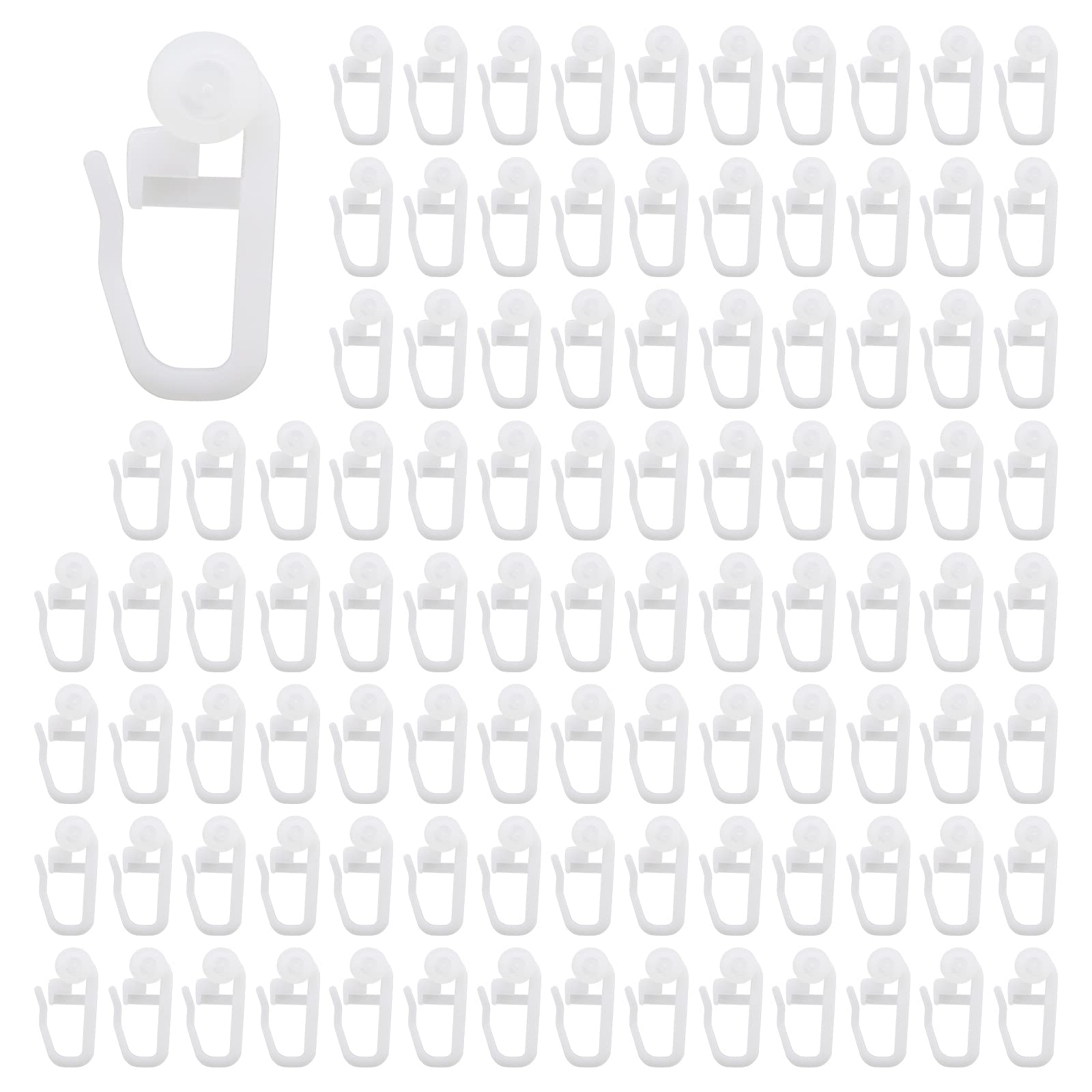Create idea 100PCS Rolling Curtain Clips White Plastic Curtain Hooks for Curtain Rails Track Type Curtain Window Door Shower Drapery