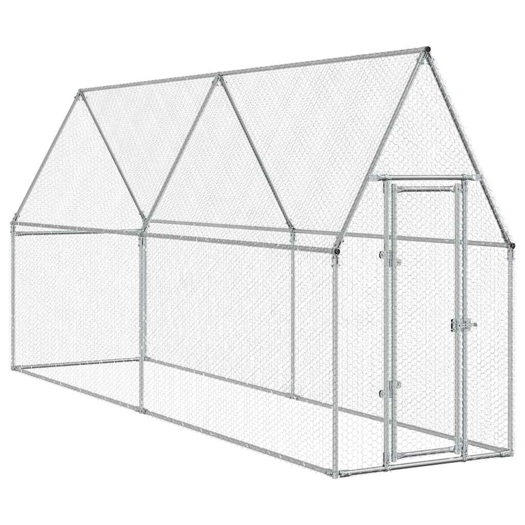 vidaXL Hühnerkäfig, Hühnerstall, Freigehege für Hühner Kleintiere, Hühnerhaus, Silbern Verzinkter Stahl