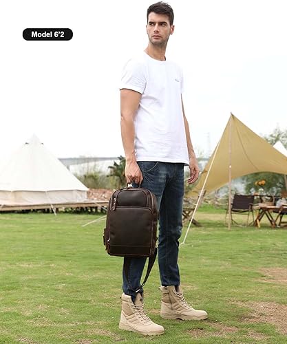 Miniatura 2 de Vintage De Grano Completo Cuero Genuino Sling Bag Crossbody Pecho Mochila De Hombro Daypack Viaje Senderismo Para 13.3 Pulgadas Portátil - Marrón
