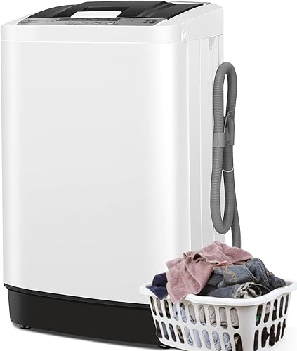 Nictemaw Lavadora portátil compacta de 13.5 libras con pantalla LED, 10 programas y 8 selecciones de niveles de agua, pequeña lavadora para