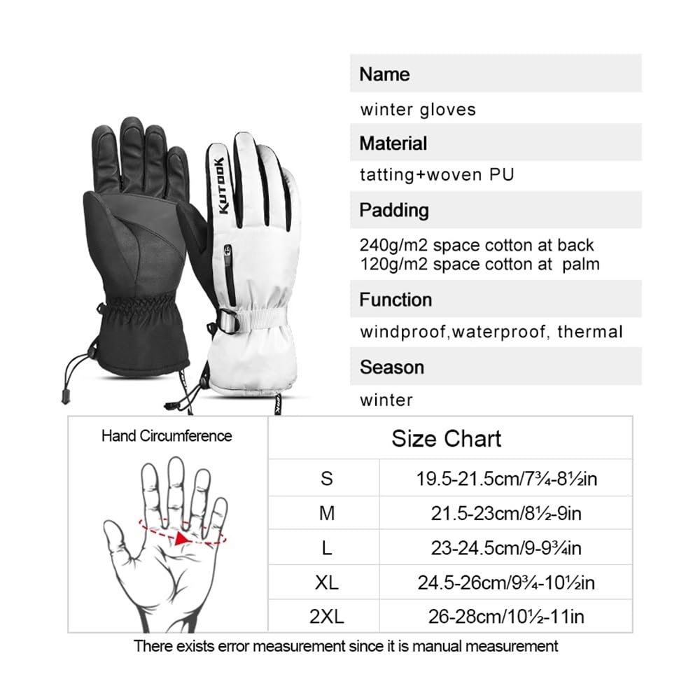 Skihandschuhe Winter Thermo Fahrrad Radfahren Snowboard Handschuhe Touchscreen Wasserdicht für Fahrrad Motorrad Ski Zubehör