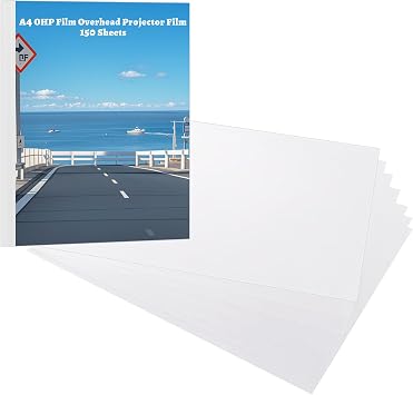 150 Pcs A4 OHP Film Inkjet Printing, Quick Dry A4 Inkjet Transparency Film, Clear Inkjet Printed Film, 0.2mm Acetate Sheets for Inkjet Printer Overhead Projector Screen Prints