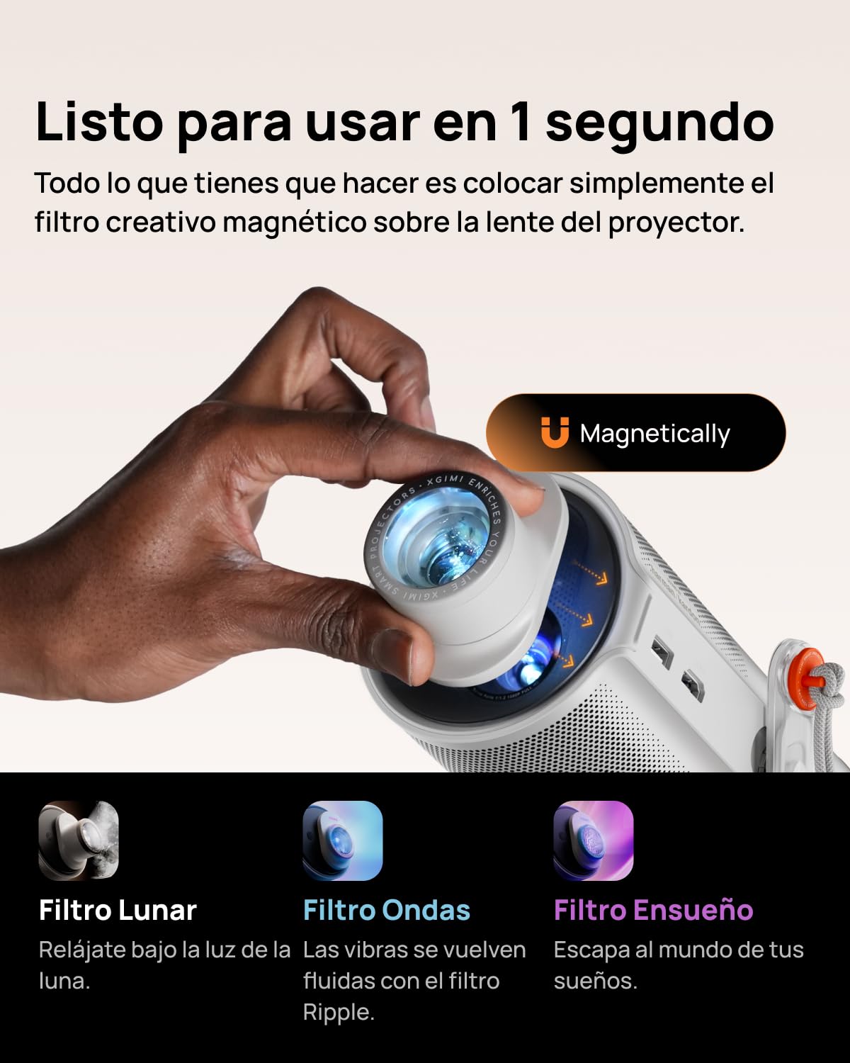 XGIMI Filtros Creativo magnético (Paquete de 3),Filtro Lunar, Ondas, Ensueño, Accesorio Proyector XGIMI MoGo 4 Series, Ideal para Fotos, Selfies y la decoración de la Sala de Estar
