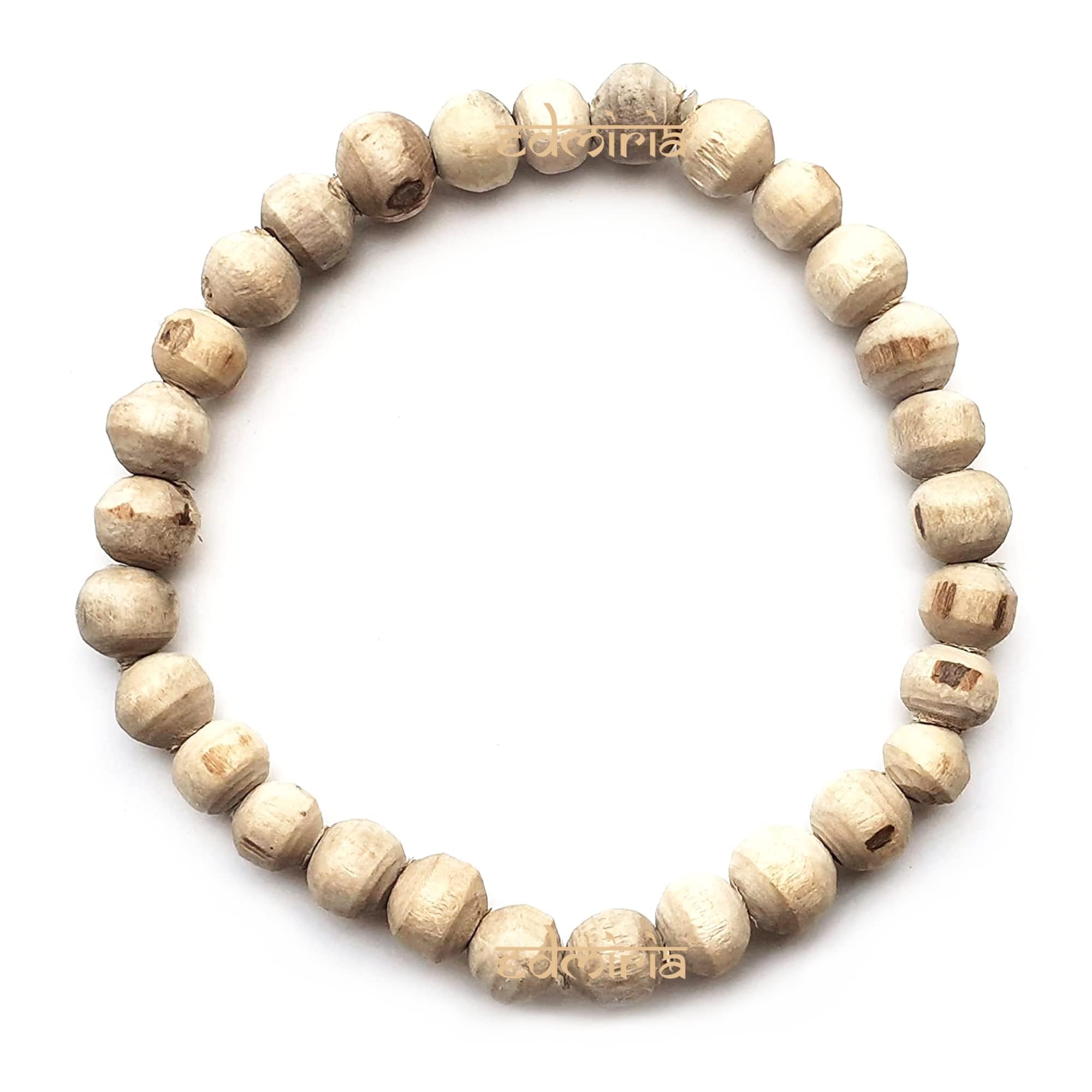 EDMIRIA Holy White Tulsi Round Raw Rough Beads Yoga Meditation Stretchable Bracelet for Men & Women (White beads 7.5 mm) (B0D8BR4DFZ) Amazon Price History, Amazon Price Tracker