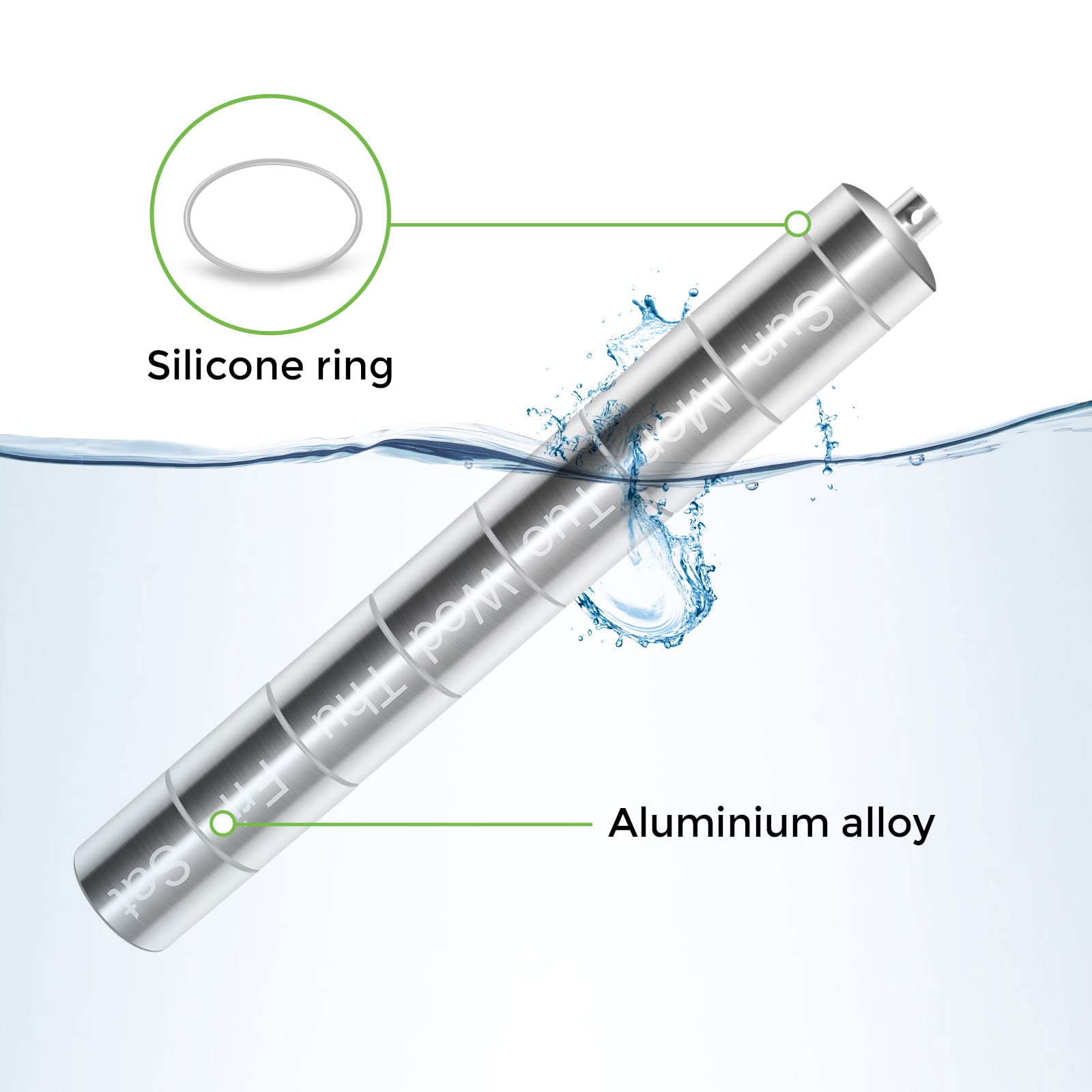 DASKING Portapillole Alluminio 7 Giorni con 7 Scomparti Divisibili, Portapillole Tascabile Impermeabili con Portachiavi, Pill Box per Attività all'aperto, Viaggi, Campeggio (Argento