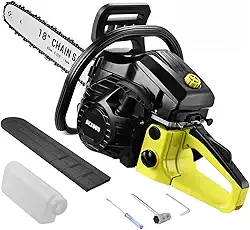 Motosserra A Gasolina 2T 52CC 2000W Profissional Serra Moto Elétrica de 18" Freio de Segurança Bomba de Óleo Automática Sistema Antivibratório com 560ml Reservatório