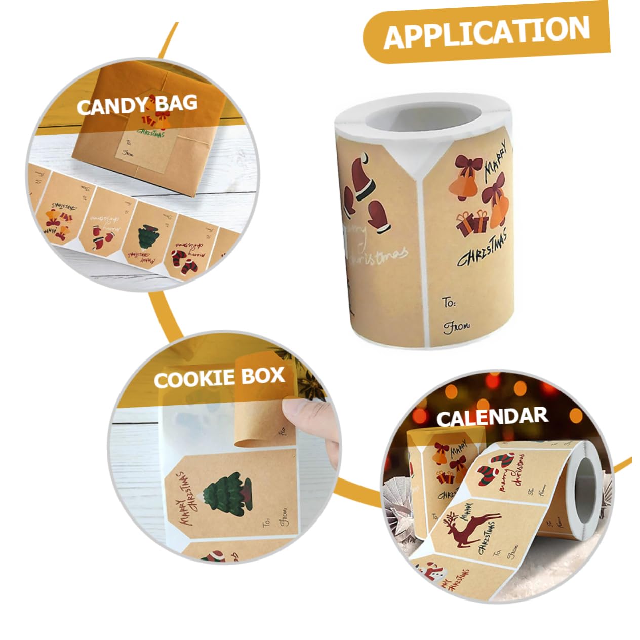 NUOBESTY Lot De 4 Rouleaux D'Étiquettes Autocollantes De Noël Étiquettes En Papier Pour Fêtes Étiquettes De Porte Adhésives Décoratives Pour Noël Autocollants Personnalisés