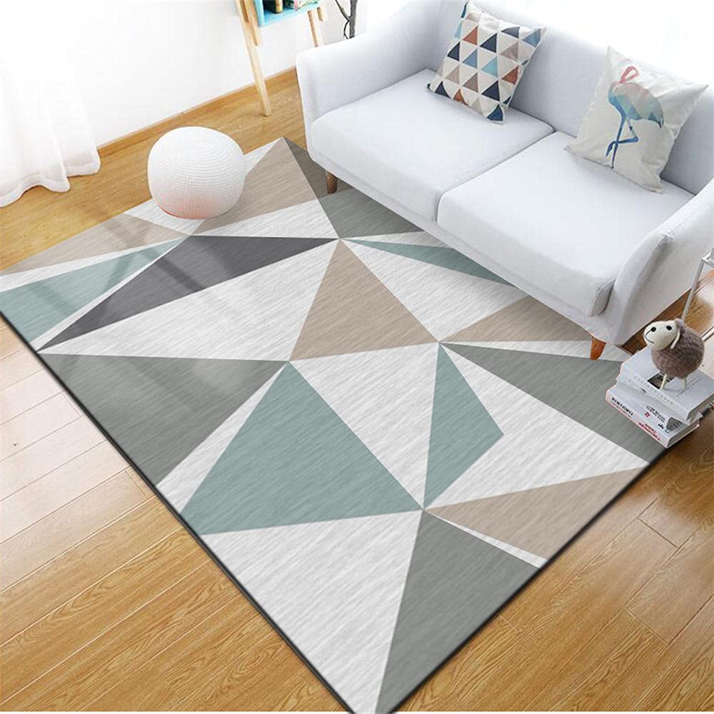Tapis de chambre garçon triangle gris bleu pour espace de jeu ado