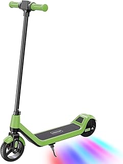 E Scooter Kinder grün, von 8-12 Jahren,16 km/h,8-10km Reichweite, 3 Geschwindigkeitsstufen, Bunte Lichter, LED Display, Non-Zero-Start Sicherheit, Vollgummireifen, Kinder E Scooter