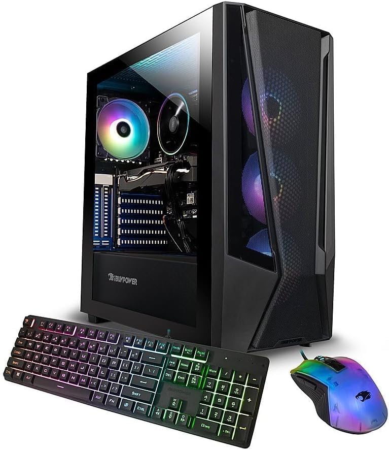 iBUYPOWER TraceMesh 7 Gaming Desktop PC, 14th Gen Intel 20-Core i7-14700F, NVIDIA GeForce RTX 4060, 64GB DDR5 RAM, 2TB SSD, Gaming Keyboard and Mouse, Windows 11 Home