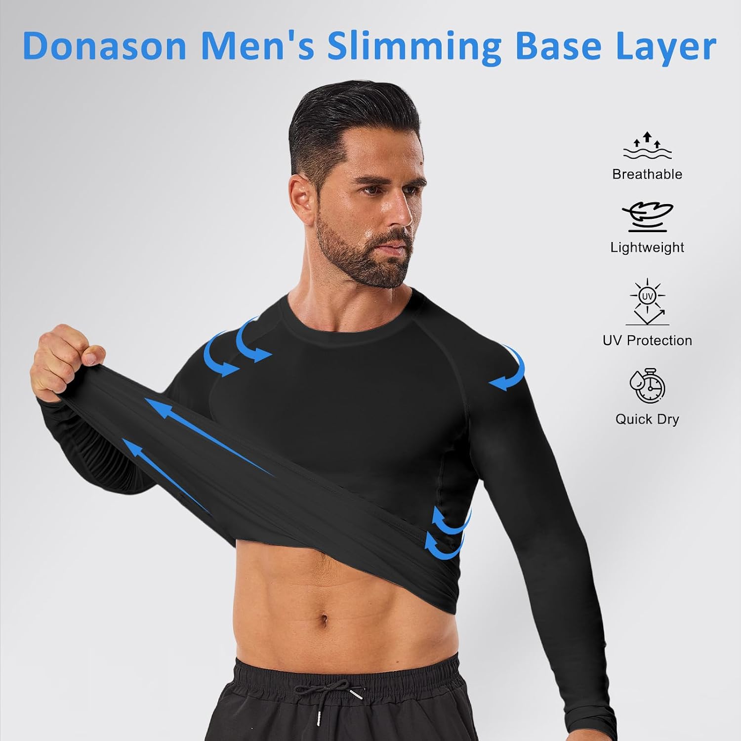 Men's Compression Shirt Long Sleeve Athletic Base Layer Top Sports Undershirt Quick Dry Sports T-Shirt for Workout