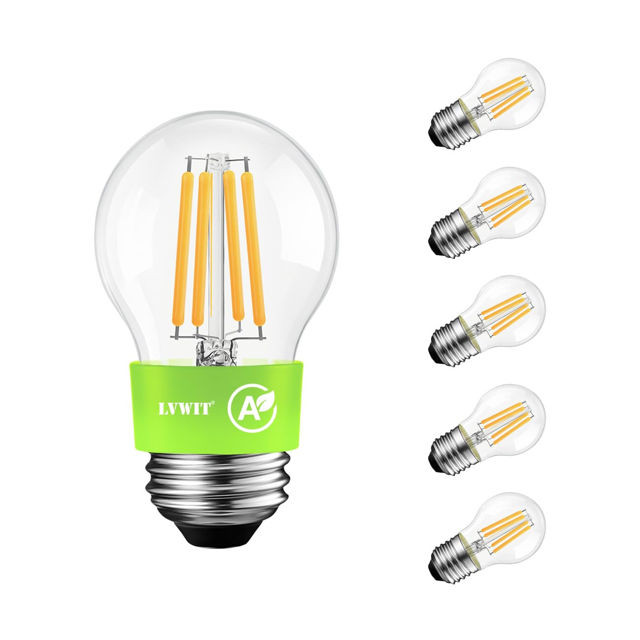 LVWIT 2.2W E27 Glühbirne 40w LED Warmweiss Energieklasse A, Filament Lampe G45, 2700K Warmweiß, 470 Lumen Lampe, ersatz 40W, Rustikalampe in Kolbenform Nicht Dimmbar (6er Pack)