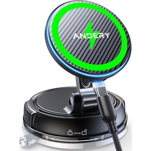 ANDERY MagSafe Car Mount for iPhone – 15W Wireless Charging