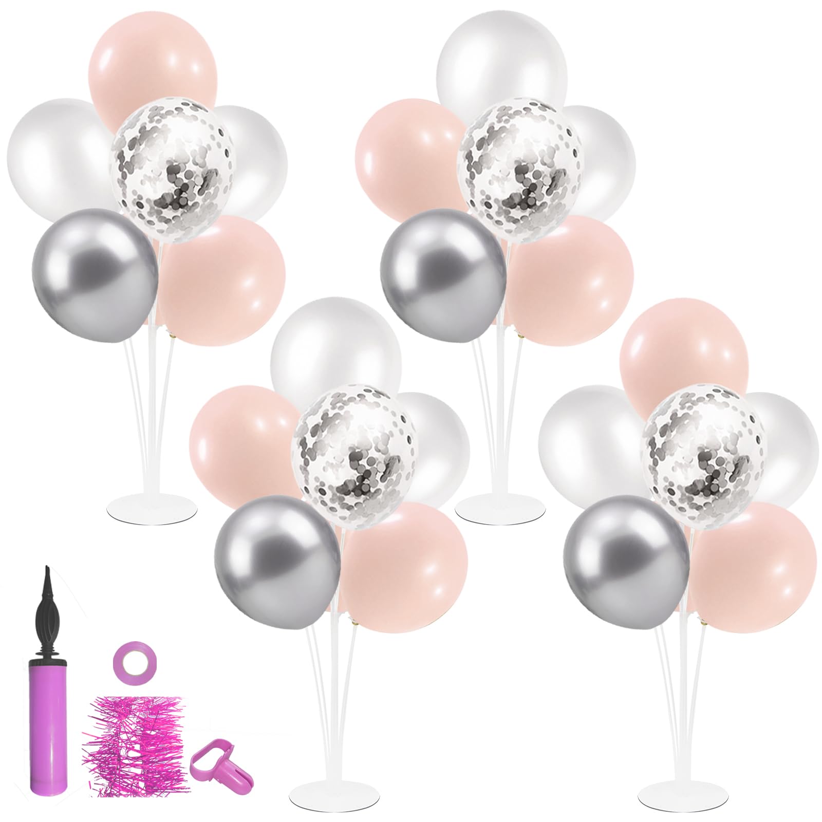 ZJDHPTY 4Set Silver Pink Balloon Stand Girl Baby Shower Decorations