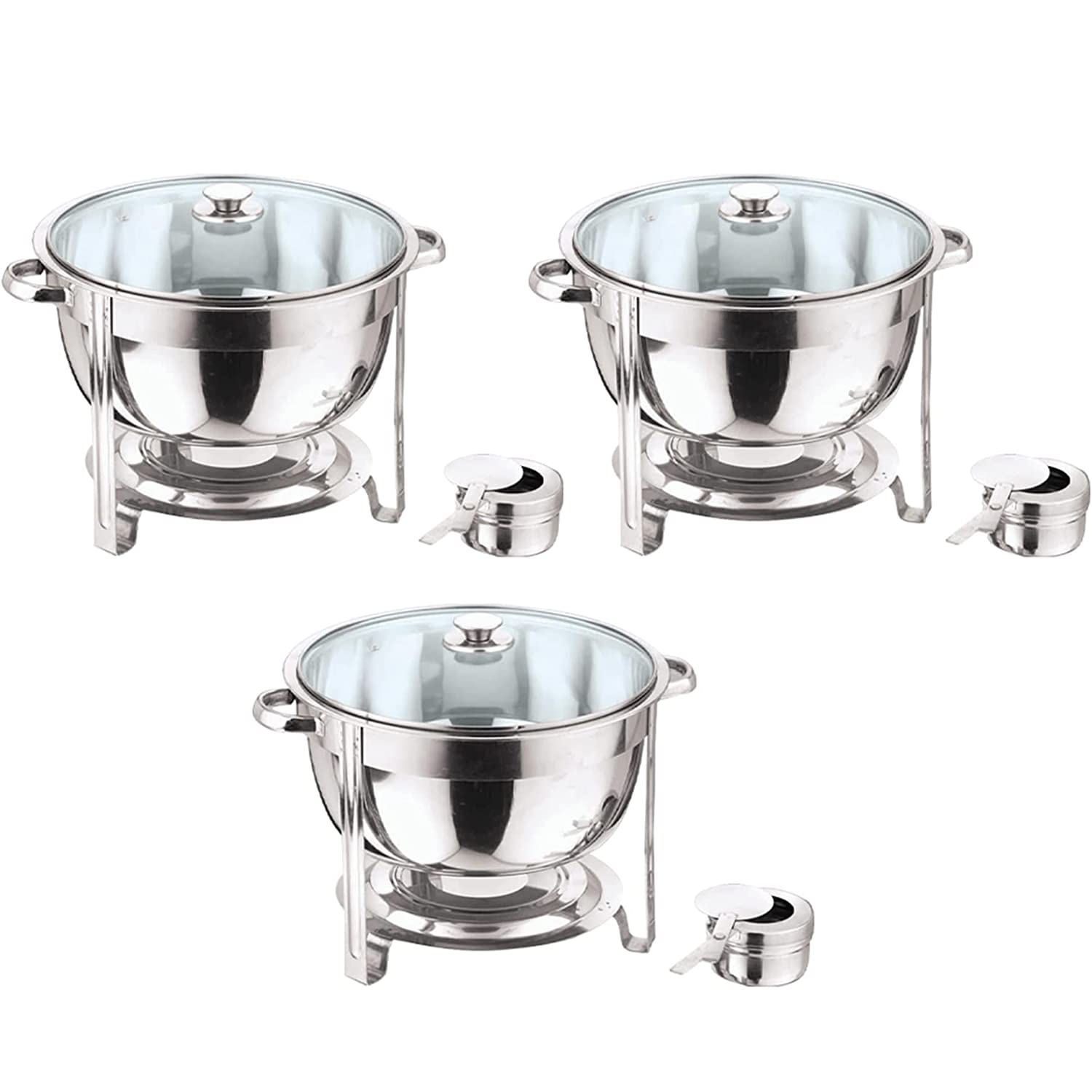 Buy Vinod 8.5 Litre DEEP Stainless Steel Round Chafing Dish Glass LID