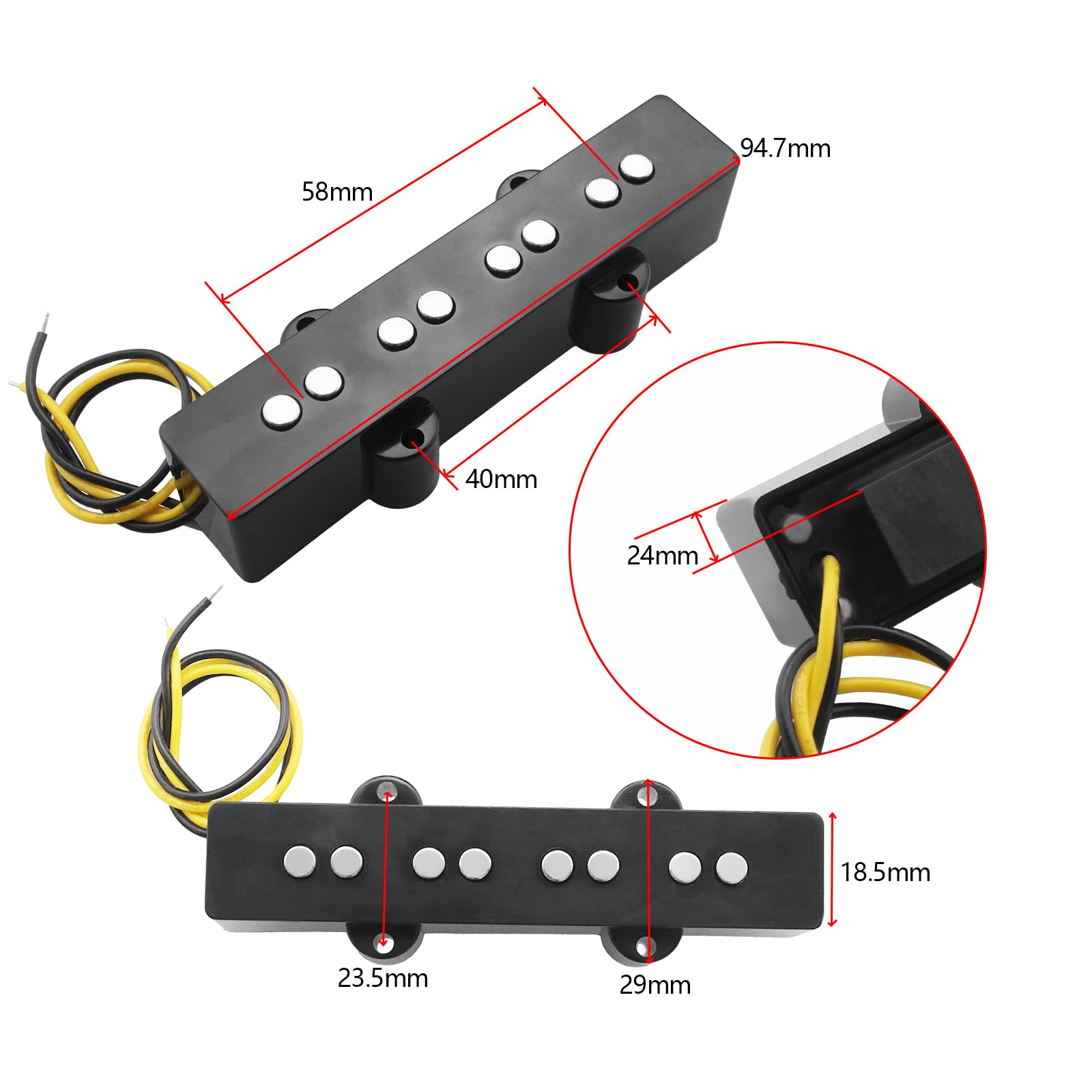 ベース 4strings Amazon.com: 95mm Open Ceramic Bass Bottom Pickup 4-String