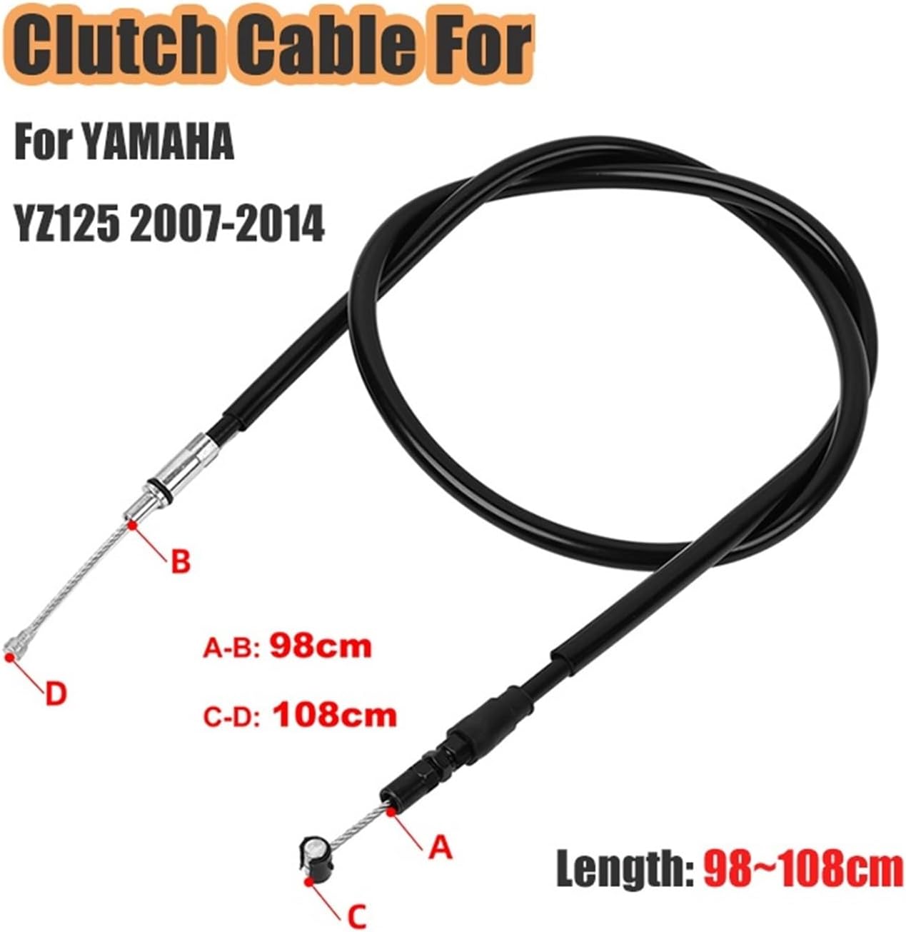 Motorcycle Accessories Adjustable Clutch Control Cable Line Wire Ropes Compatible with Yamaha YZ125 2007-2014 13 YZ 125 OEM 1C3-26335-90-00
