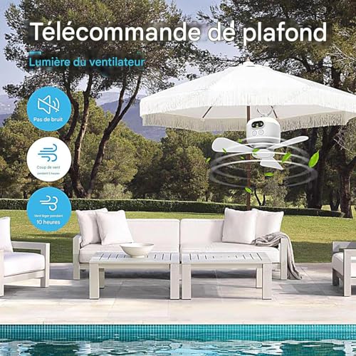 Ventilateur de camping avec lumière 4 vitesses à télécommande pour extérieur - 4