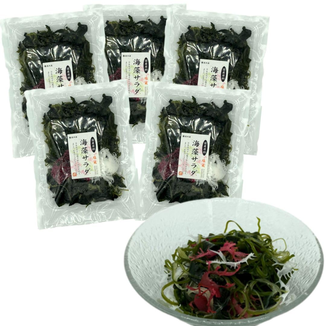 Amazon.co.jp: 髙木屋 国産 海藻サラダ 100g×5袋 塩蔵 海藻ミックス 水