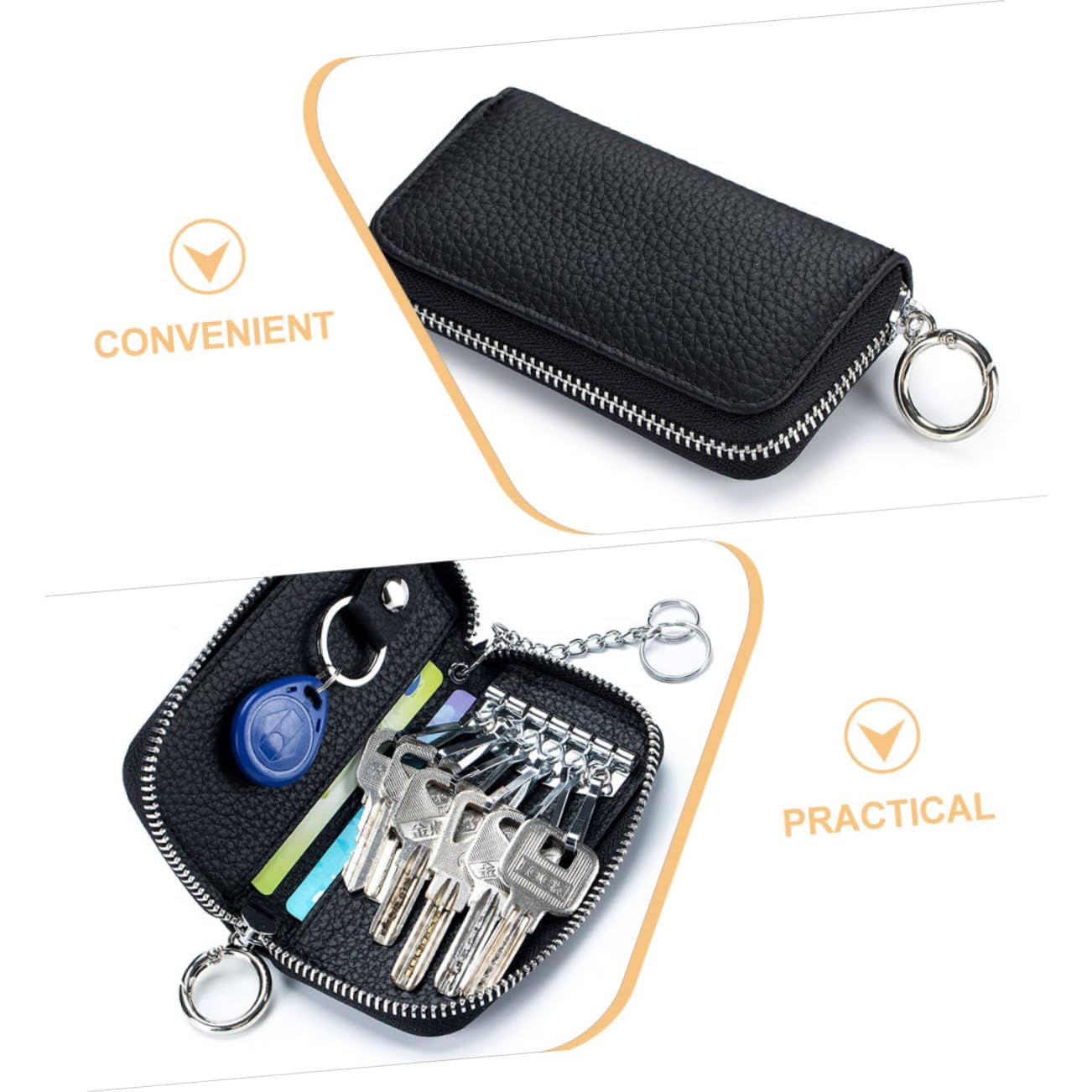 Cabilock 5 Stück Schlüsselbox Brieftasche Kette Halter Veranstalter Kammerdiener Fall Beutel Brieftasche für Schlüssel Schlüsselbrieftasche Schlüsselorganizer aus Leder Echtes Leder Schwarz
