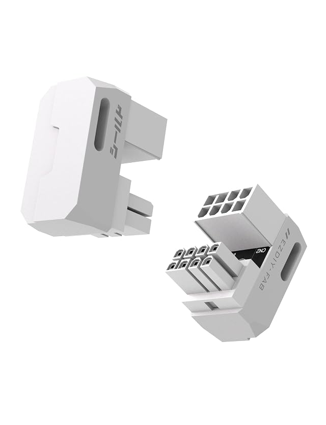 EZDIY-FAB Shield Series 8-Pin PCIe GPU Power Adapter 180-Degree U-Turn Angled Connector Aluminum Design for Graphics Cards Standard
