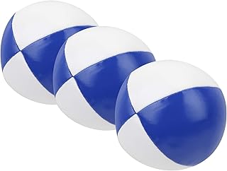 Dilwe 3Pcs Juggling Balls, Made of PU Leather Soft, Supple Juggling Balls Indoor Leisure Portable Performance Exercise Balls(Blue and White)