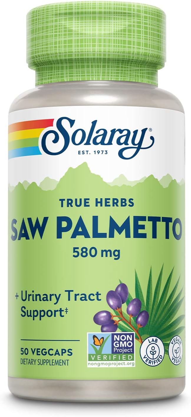SOLARAY Saw Palmetto Berries 580 mg - Prostate Supplements for Men - Prostate Health, Urinary Tract Support, Hair Health, w/Fatty Acids and Plant Sterols, Vegan, 60-Day Guarantee, 360 VegCaps