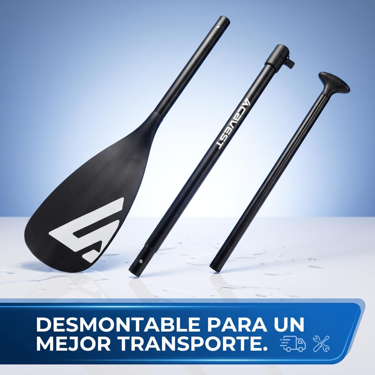 cavest Remo Paddle Surf Telescopico Ajustable, Remo De Paddle Surf Ligero Desmontable 3 Piezas.