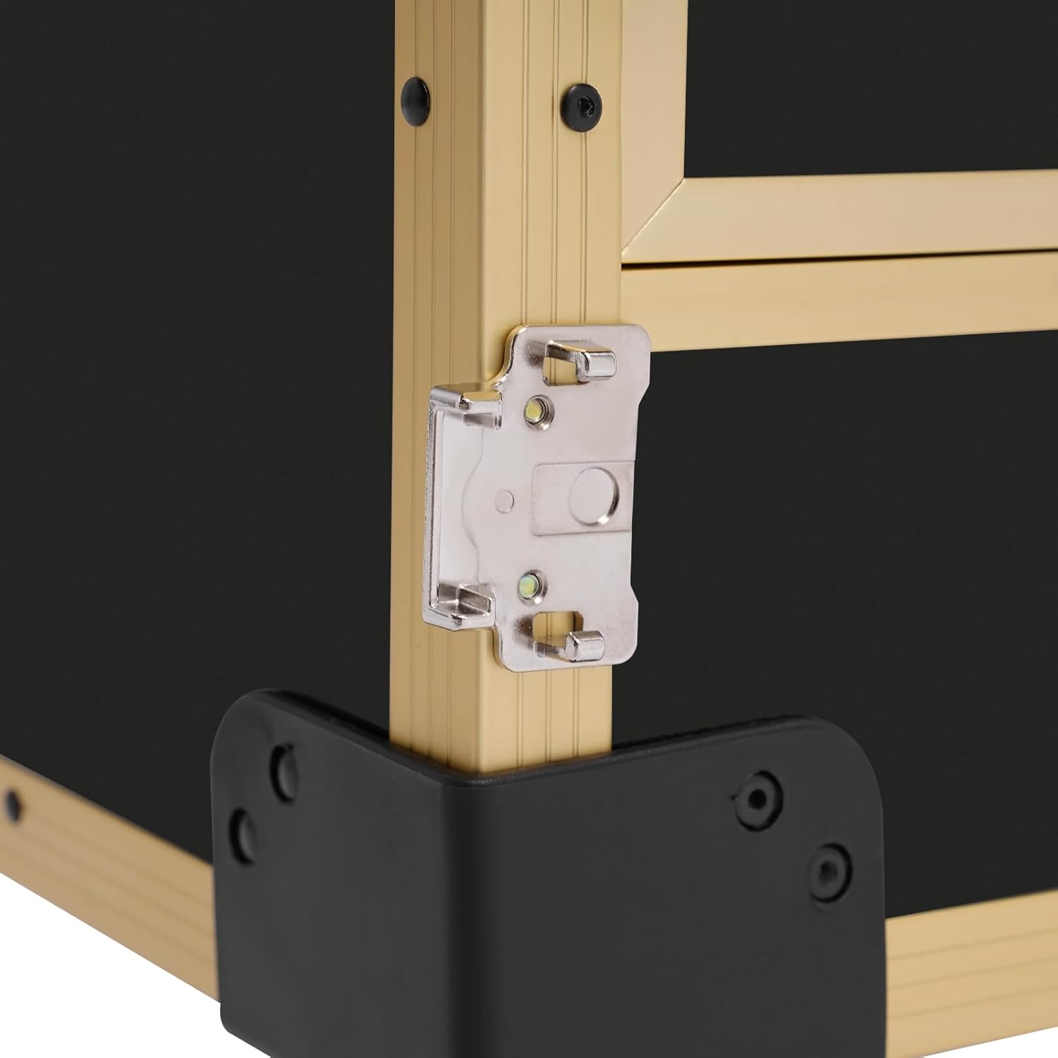 Rolling Manicure Table Foldable Nail Desk 3 Drawers, Makeup Organizer on Wheels with LED Mirror Travel Makeup Case for Technician Workstation Salon (Black+Gold)