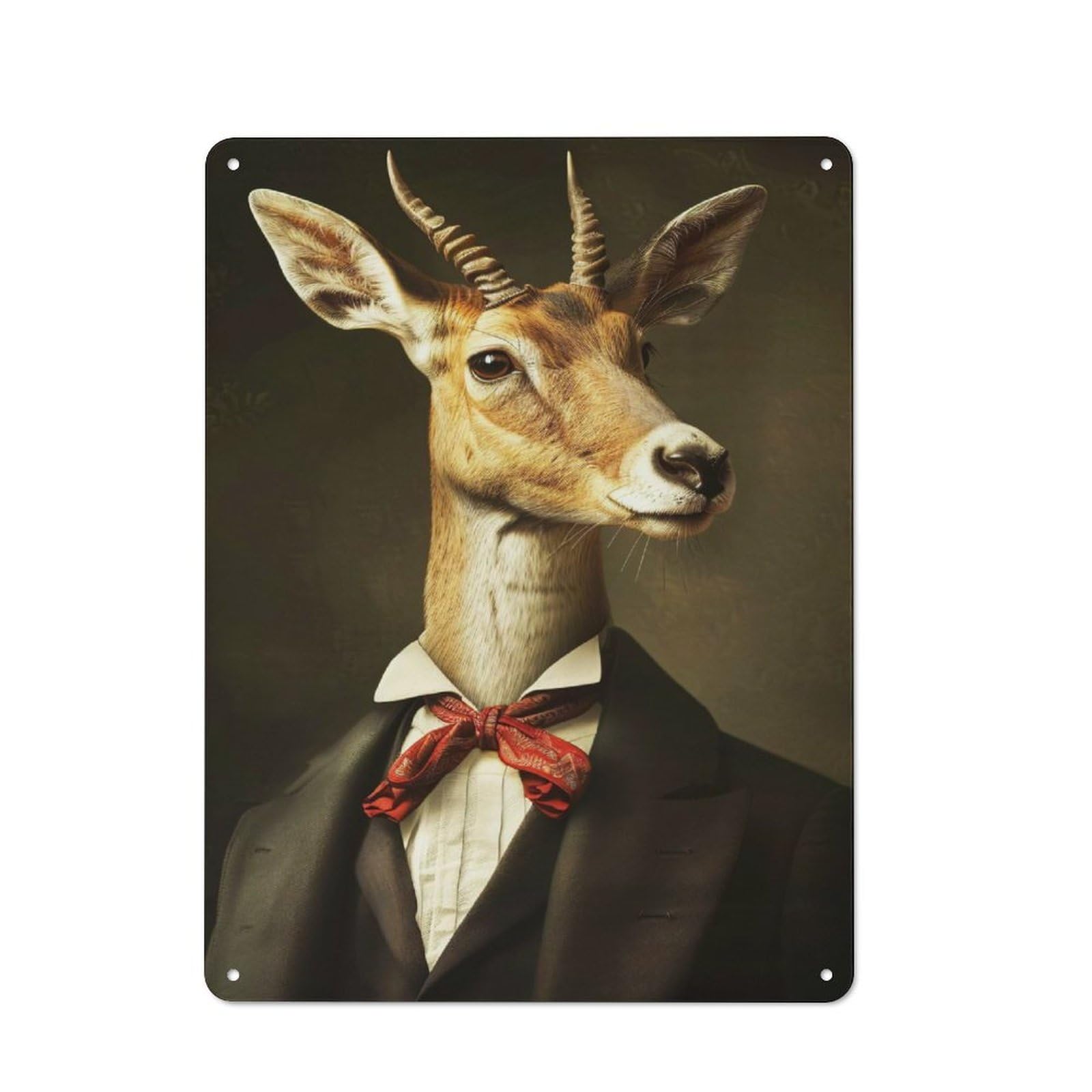 Junmoney Style-11 Dapper Gazelle In A Suit Metal Wall Sign 40X30cm, Retro Decor For Home Bar Wall, For Metal Sign Collectors, For Garage And Workshop Walls