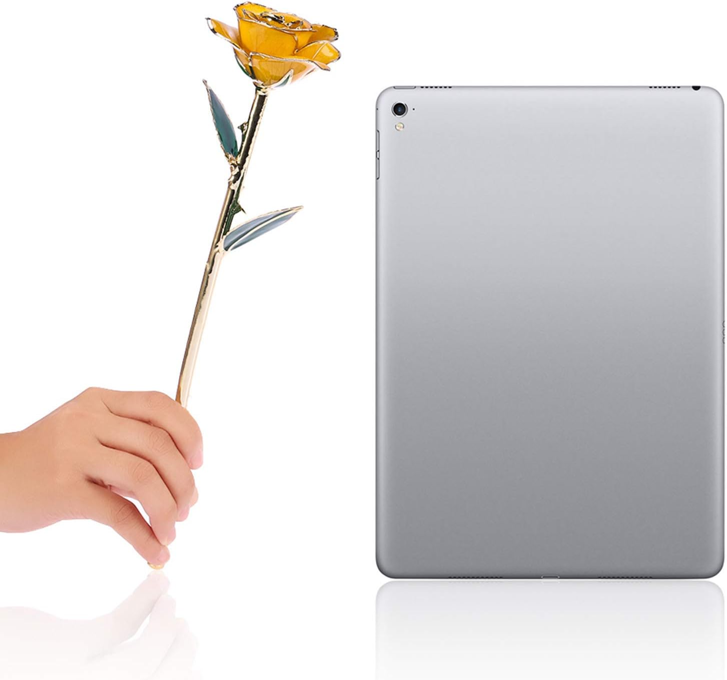 24K Rose, Dipped Gold Rose Love Real Golden Plated Preserved Eternal Flower with Rose Stand Present for Wife/Girlfriend/Daughter (Peach) - Image 7