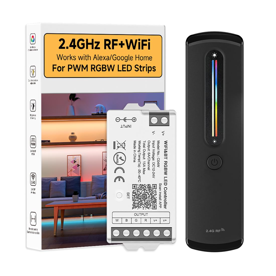 BTF-LIGHTING RF 2 4GHz Wireless Remote RC09RFB C04W 2 4GHz Tuya WiFi Controller Kit Alexa Google Home Smartphone