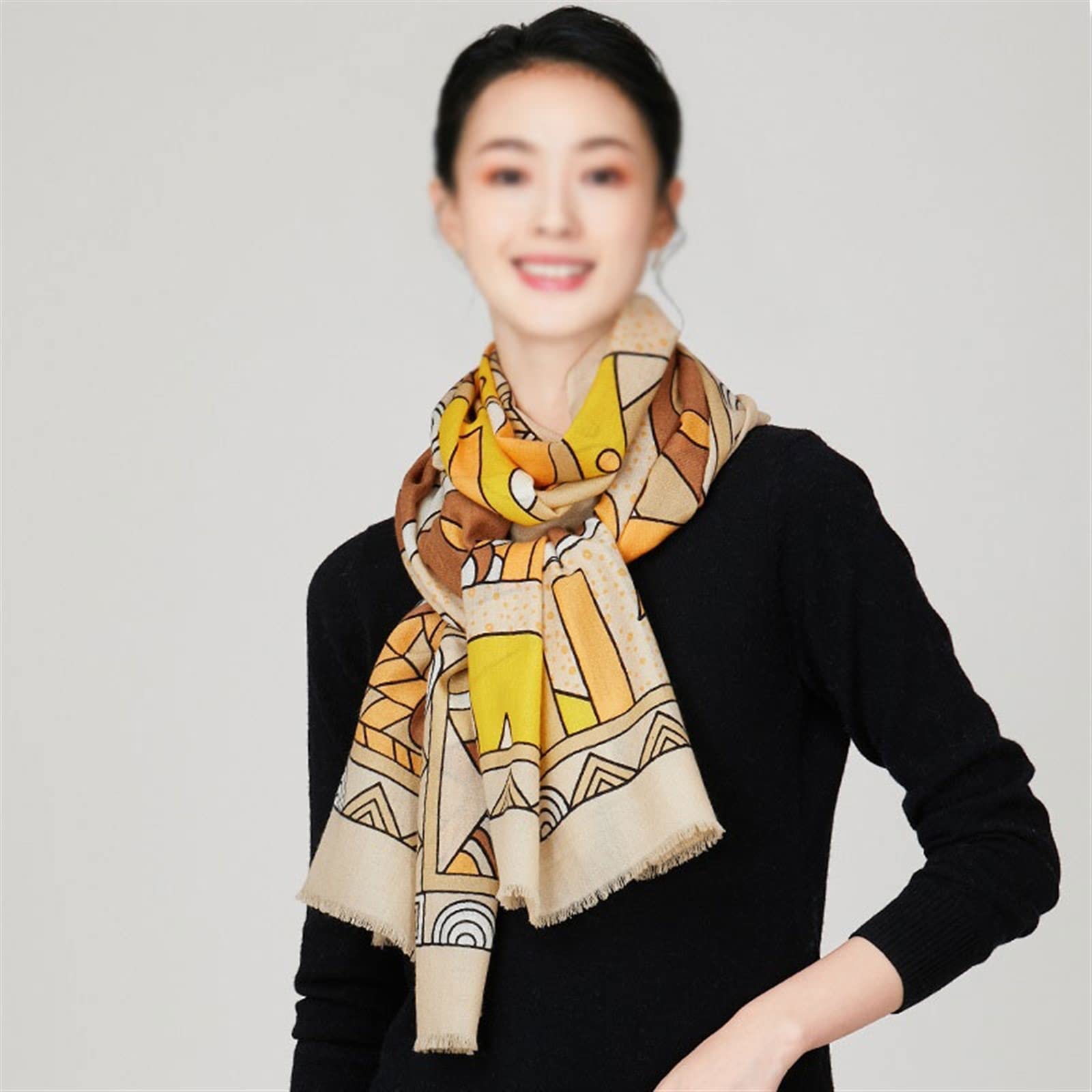 Scialle Sciarpa di Lana di Pecora di Alta qualità Scialle da Donna alla Moda e Versatile Stile Folk Sciarpa Calda Regalo per Sciarpa Madre (Grigio 190 * 70 cm)