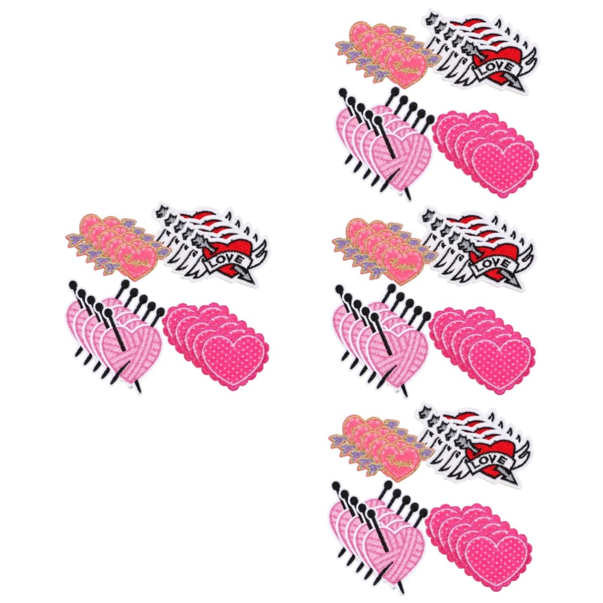 Gadpiparty 4 Set Toppe Termoadesive Forma Cuore Patches Ricamati Per Riparazione Abbigliamento Adesivi Decorativi Per Jeans Borse 20 Pezzi * 4