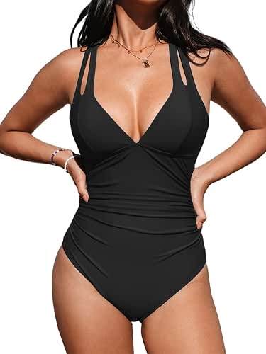 CUPSHE Women's Tummy Control One Piece Swimsuit Crossback Bathing Suit
