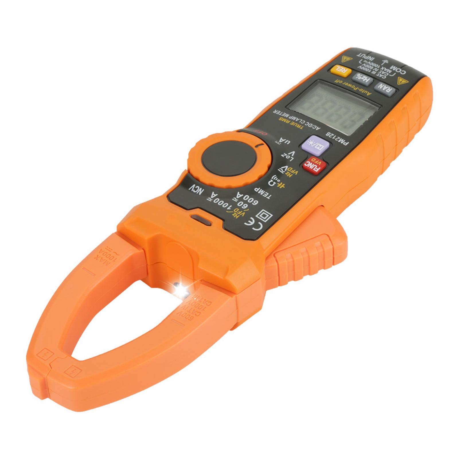 Pinza amperimétrica, portátil 1000A Pinza amperimétrica PM2128 Multímetro Pantalla LCD digital Pinza amperimétrica Voltaje CA/CC Medidor de corriente Pantalla retroiluminada con linterna
