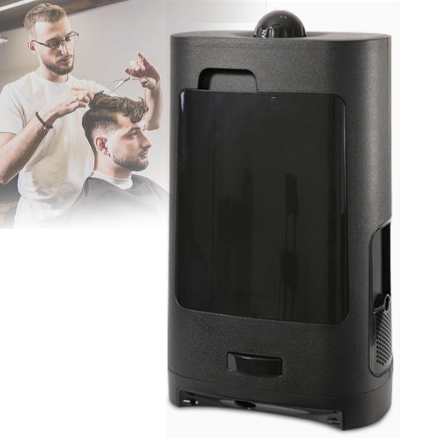 Aspiradora de peluquería de 1400 W, aspiradora estacionaria sin contacto de 2,7 L con filtro de salida de aire y luz indicadora LED, función para cabellos rotos y filtración de doble elemento HEPA