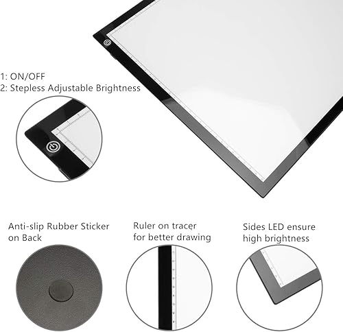 Miniatura 2 de Longan Craft Caja de luz LED A3, ultrafina, portátil, almohadilla de luz continua, brillo regulable, para arte, manualidades, seguimiento de luz,