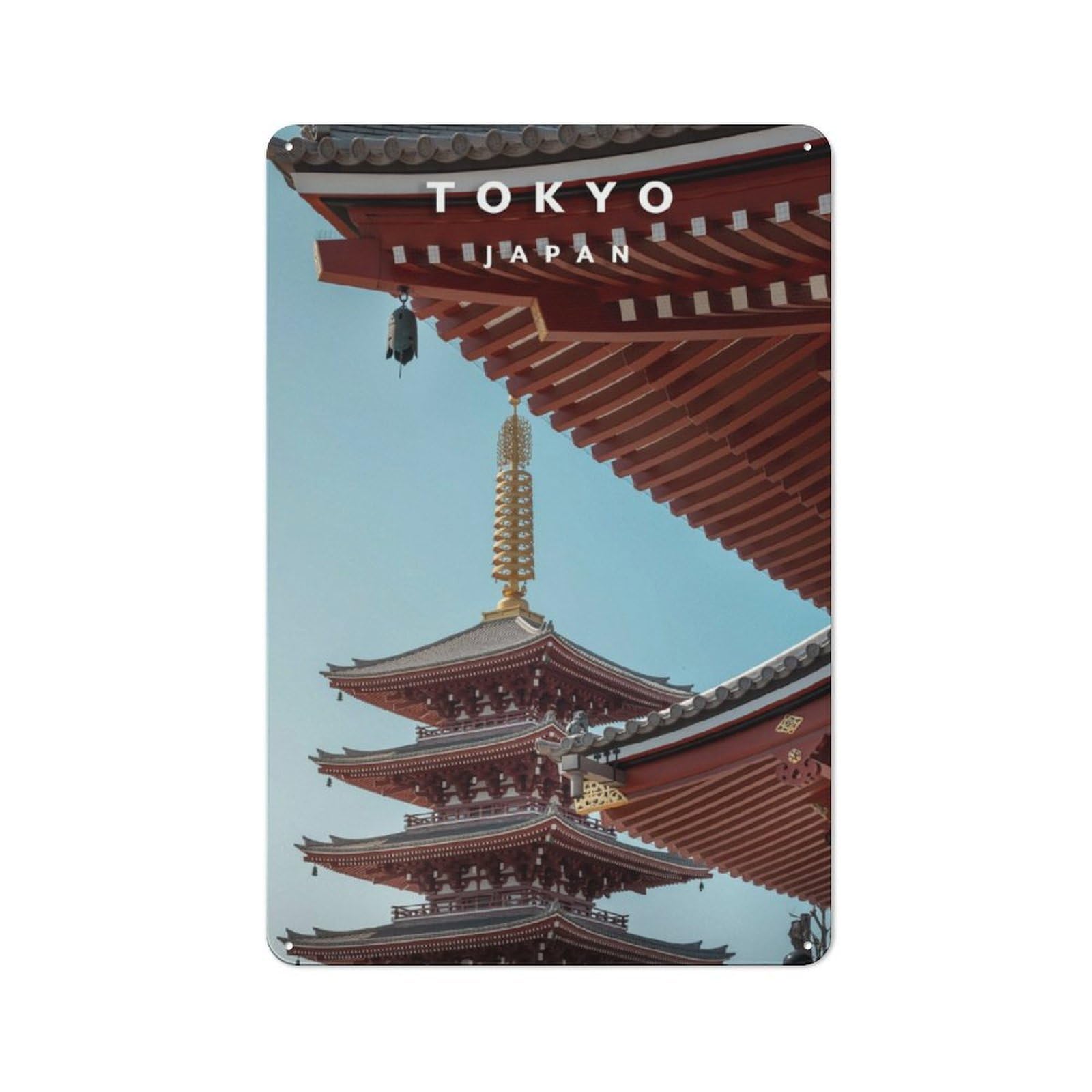 Junmoney Sensoji Pagoda Metal Wall Sign 30X20cm Featuring For Bar Or Restaurant, For Restaurant Interior Fans