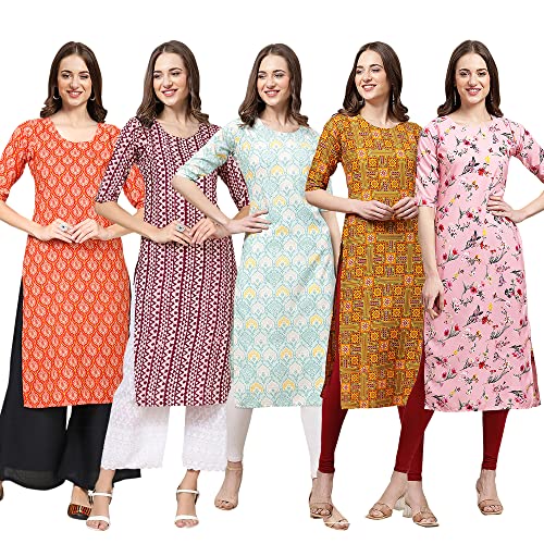 Image of Pinkmint Women's Crepe Digital Print Straight Kurta (D-353-345-369-360-370)