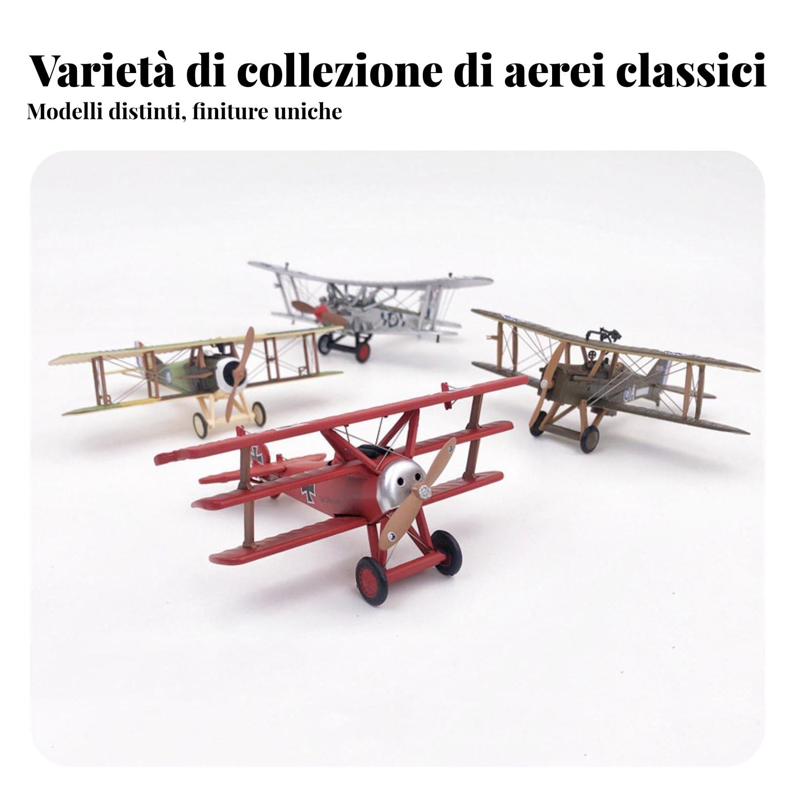 Almencla Riproduzione Fedele di Storico con Doppia E Motore a Pistoni in Lega Pesante con Supporto Rotante per Vetrina Scrivania E Scaffale per Regalo a, Spad XIII
