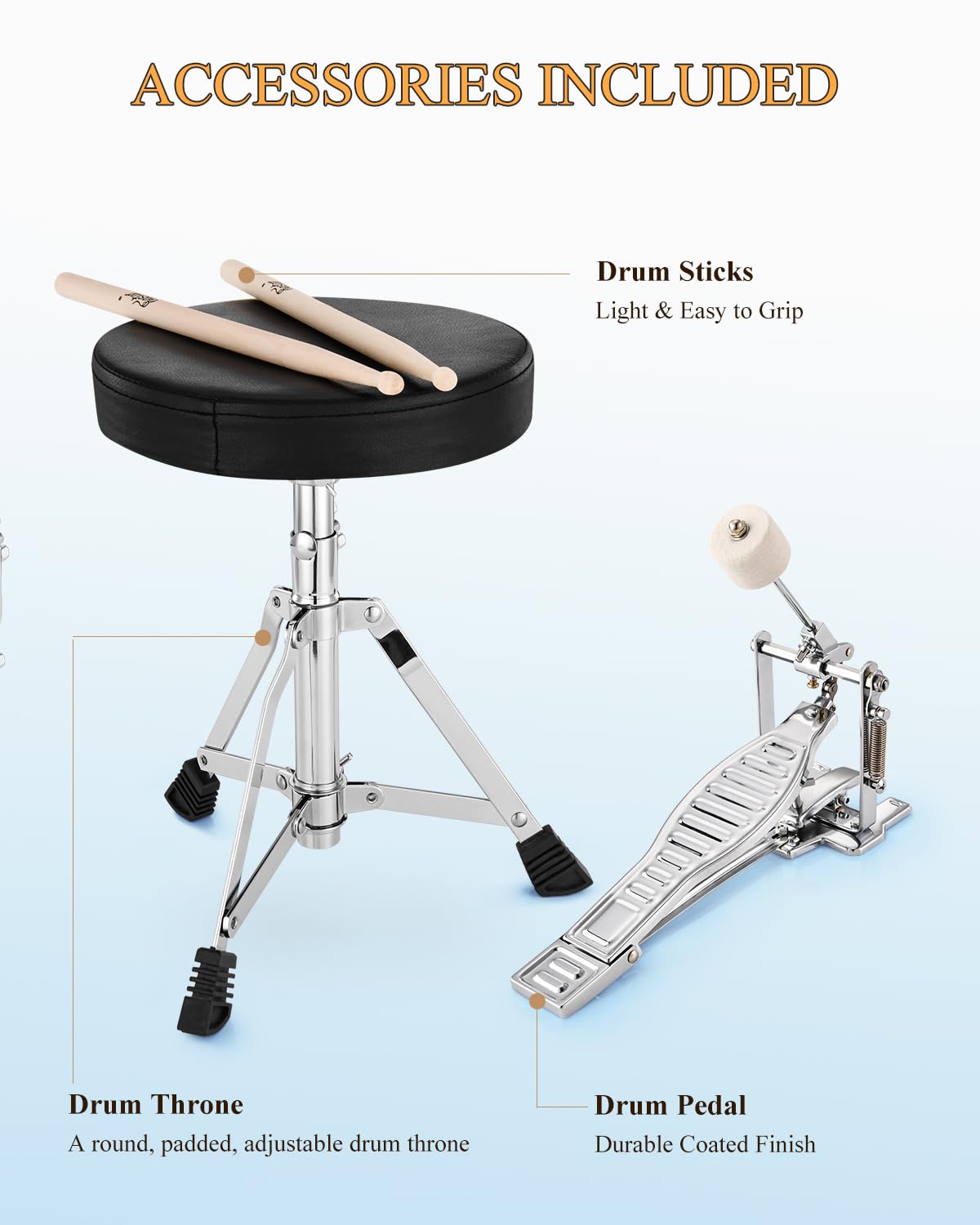 Eastar Batteria per Bambini per età 3-10 Anni, Junior Drum Set con Rullante, Tom, Grancassa, Pedale Grancassa, Sedile e Bacchette (Rosso)