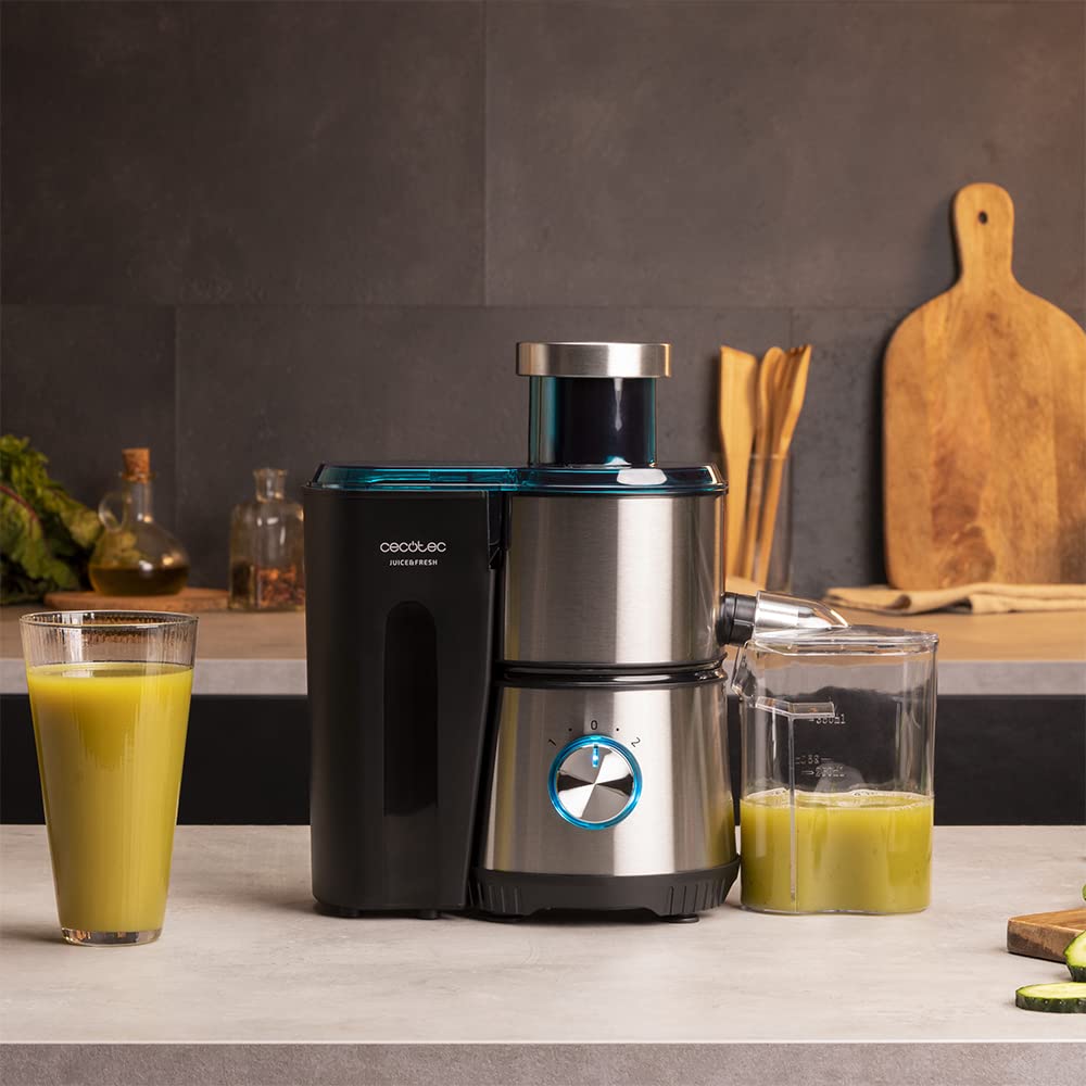 Cecotec Estrattore Juice&Fresh 400 Titan Black. 400W, 20.000 giri al minuto, 2 velocità, tubo di ingresso XL, disco rivestito in titanio