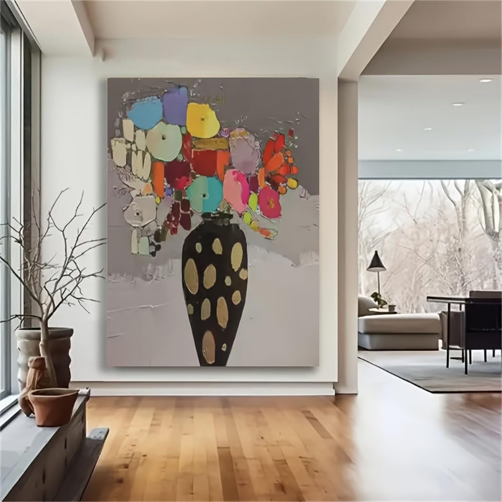 GKRXNZC Minimalist Modern Floral Canvas Wall Art, for Living Room Decor, Featuring Large Vertical Hanging of American Style Foyer(50x70cm/20x28in(WxH)/No frame)